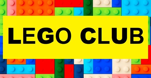 Lego Club text against a background of multicoloured Lego blocks