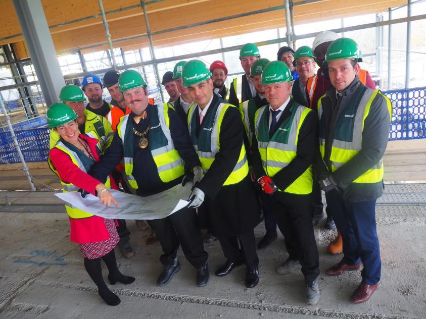 Councillors and stakeholders visiting construction site