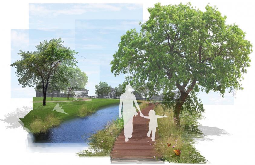 Artist's impression of Silkstream and Montrose Playing Fields new wet meadow