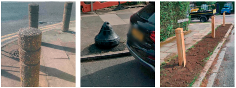 Example of different bollards