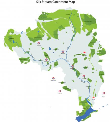 Map showing catchment area of the Silk Stream project