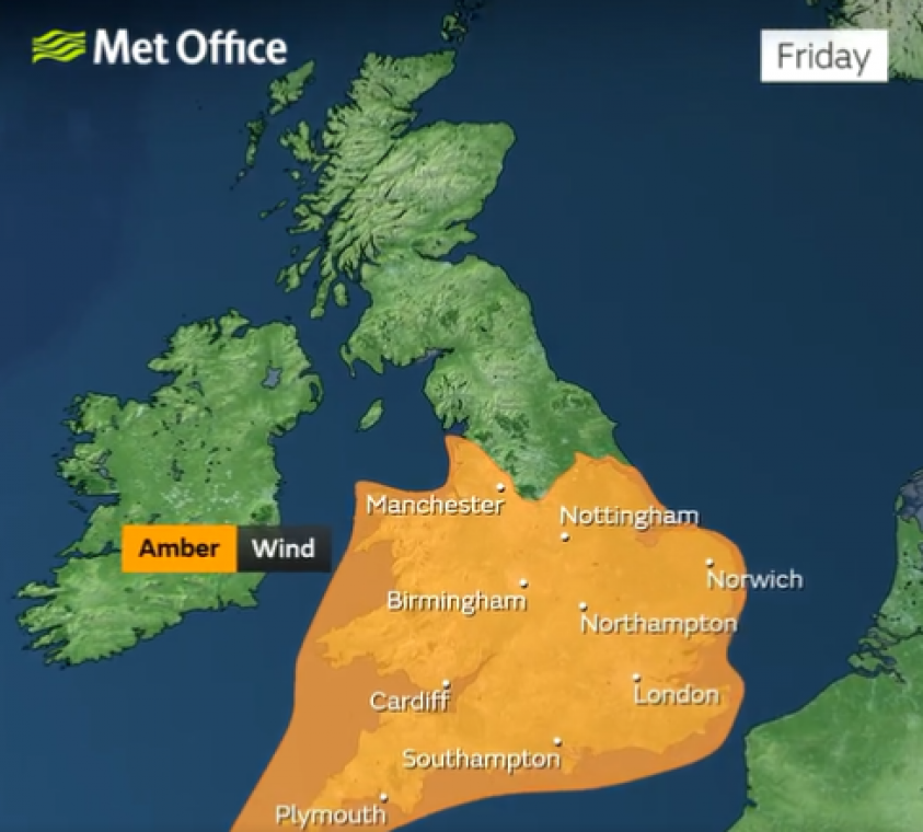 Amber warning for wind