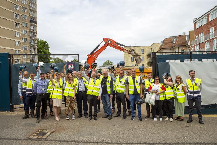 Barnet Council Leader, Cllr Barry Rawlings, led a ground-breaking ceremony for 217 new affordable homes including 75 extra care homes in Hendon last week, Tuesday 12 July.