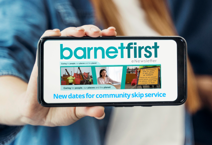 Barnet First eNewsletter viewed on phone